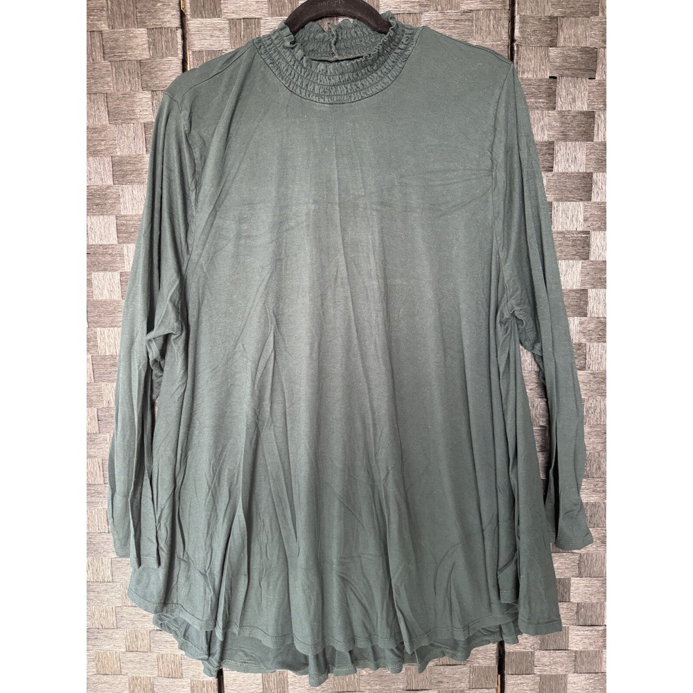 LANE BRYANT 22/24 Mock Neck Tunic Top Light Weight Green Pullover
